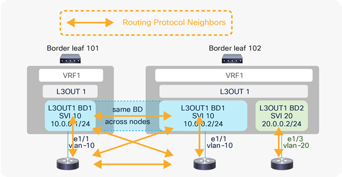 L3Out BD 및 라우팅 프로토콜 인접 라우터