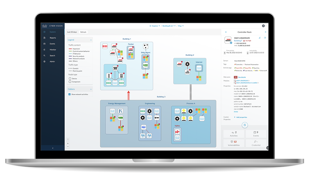 Laptop screenshot of Cisco Cyber Vision