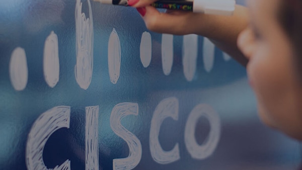 Cisco logo drawn on a board