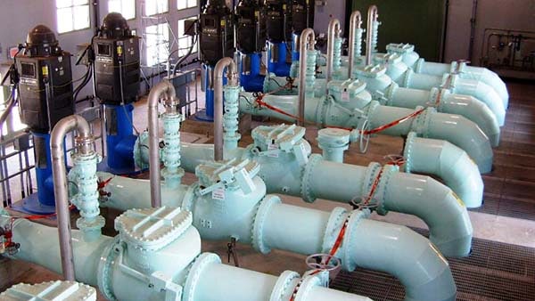 Pumps in a water treatment pumphouse