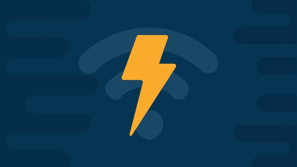Yellow lightning bolt icon against a blue background