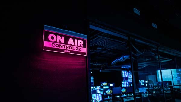 “On Air” broadcast sign
