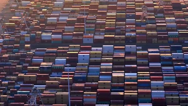 Rows of shipping containers