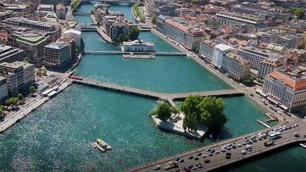 Aerial view of bridges in Switzerland
