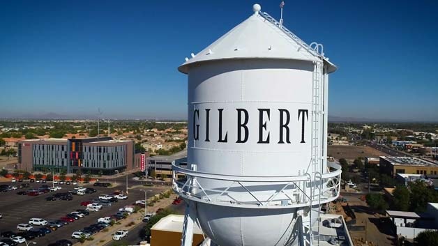 Water tower and panorama of the Town of Gilbert