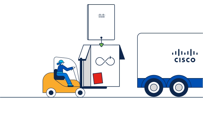 Illustration of forklift from video on reuse at Cisco