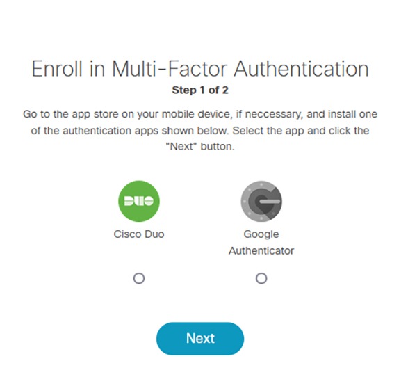 Enroll in two-step authentication