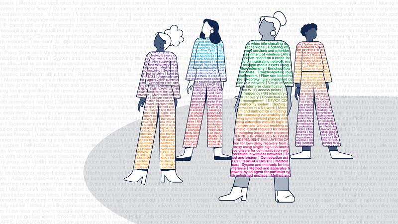 Illustration of four women standing