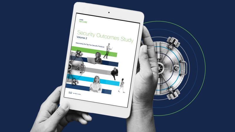 An iPad showing cover page of Security Outcomes Study 