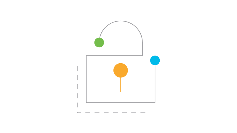 A grey outline of a security lock.
