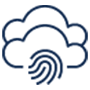 Icon of clouds and security fingerprint