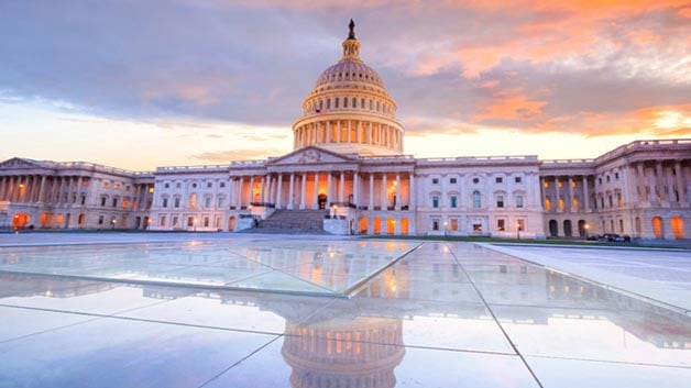 View of front of the US Capital Building in Washington, DC