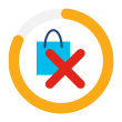 graphic of shopping bag with red X through it
