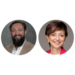 Headshots of Oliver Tuszik and Adele Trombetta