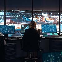 Women at a traffic control center. 
