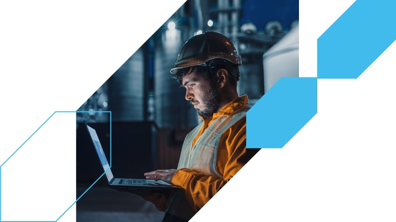 Manufacturing worker on laptop