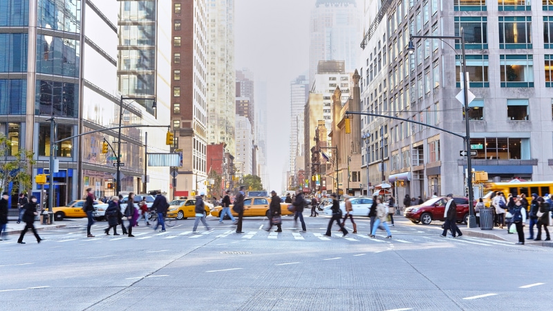 People crossing street in the city