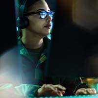 Male at a computer 