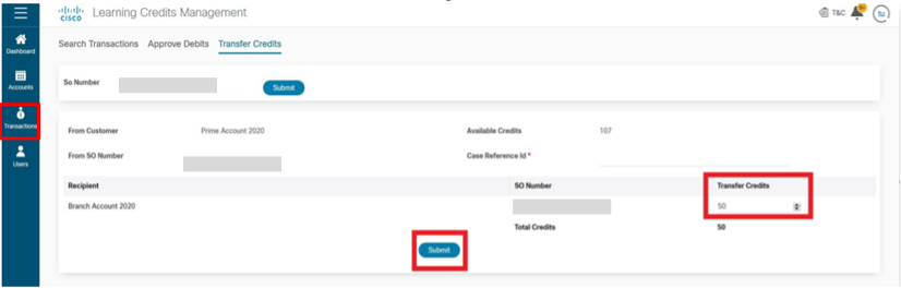 Enter the Sales Order number that your wish to transfer
