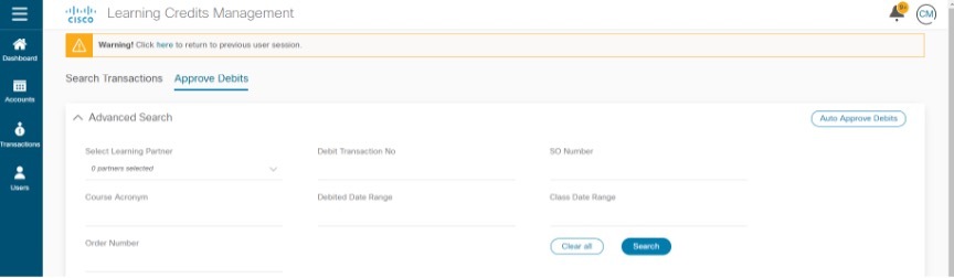 LCMT Approve Debits Request