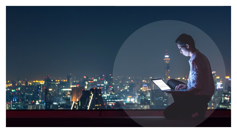 Man sitting at computer