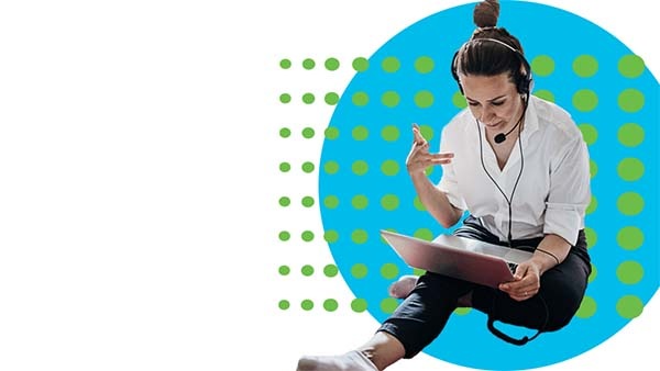 Female banker working from home