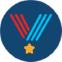 Red and blue ranks with yellow star showing military status