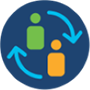 Individual connected to another individual with circular arrows
