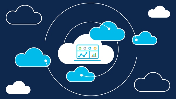 Hybrid cloud command center illustration