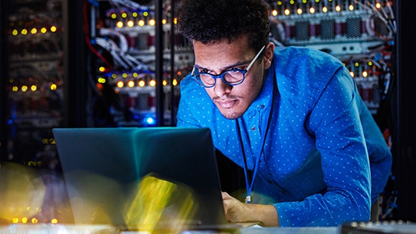 IT professional working on computer