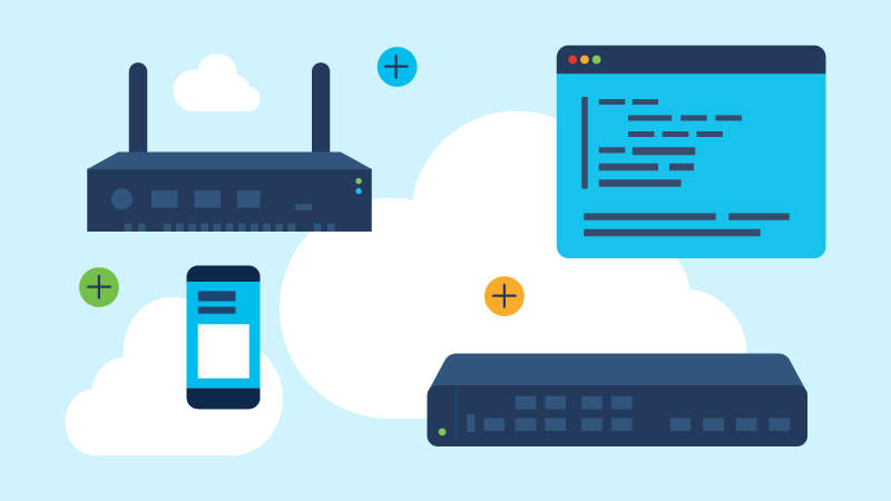 Four different technology devices connected to one network