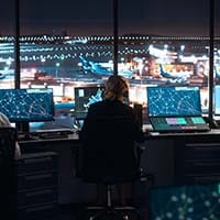 Women at a traffic control center. 