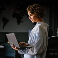Women holding a computer