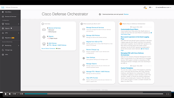 Cisco Defense Orchestrator 및 SecureX를 활용한 클라우드 교정에 대한 비디오