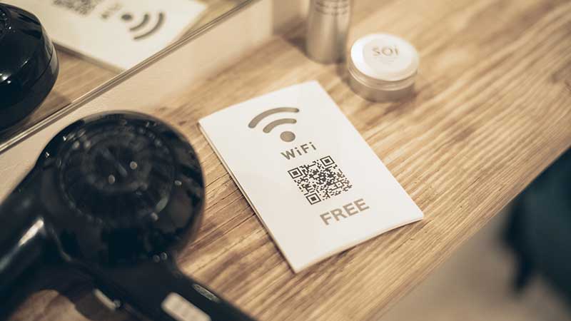ゲスト用フリー Wi‒Fi サービスも導入。快適なネット環境を提供できる。
