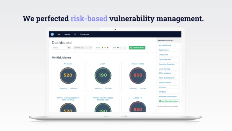 UI of risk-based vulnerability management demo