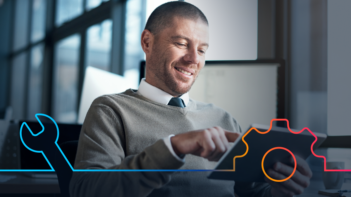 Businessperson viewing Cisco 360 tools and training options on a tablet.