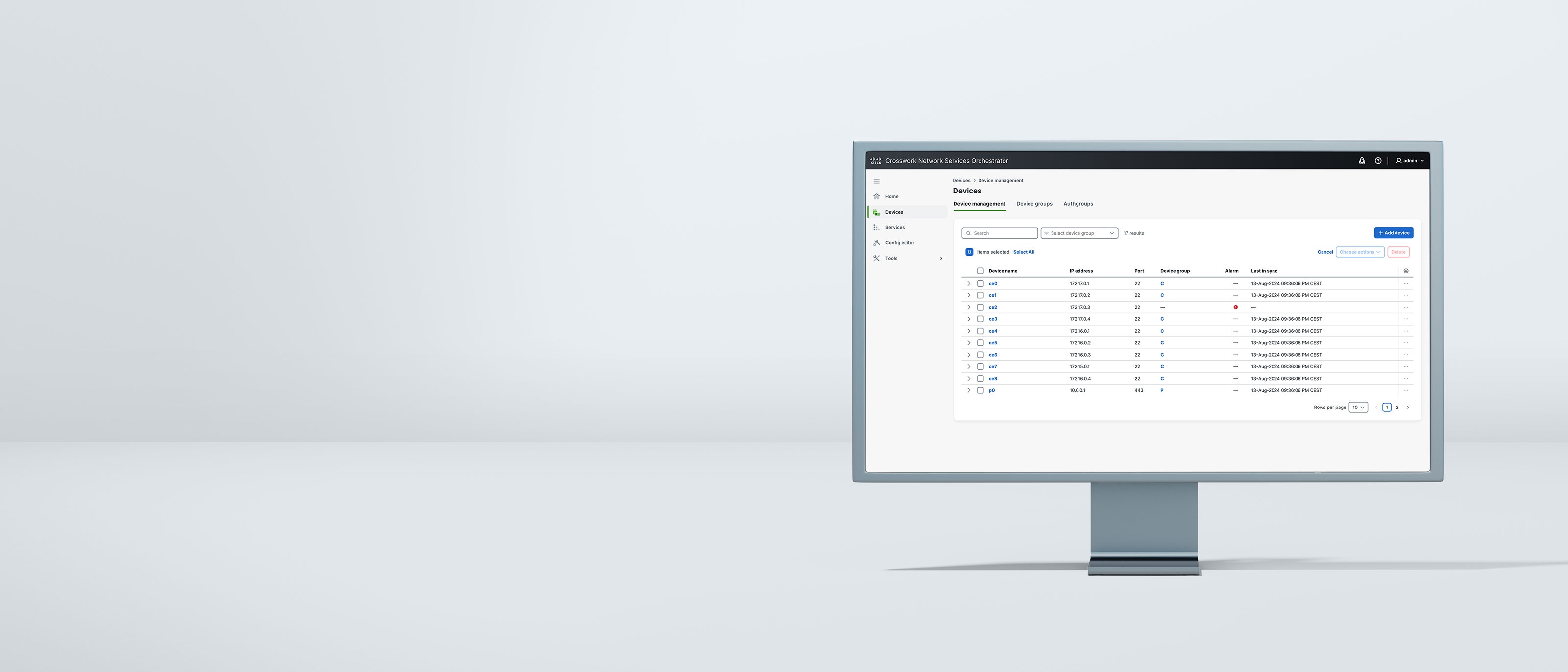 Cisco Crosswork Network Services Orchestrator platform interface