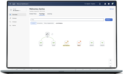 Cisco Nexus Dashboard welcome screen