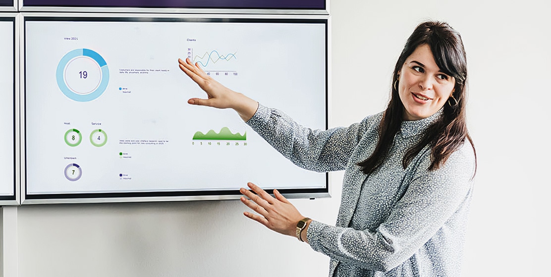 Person presenting at a whiteboard