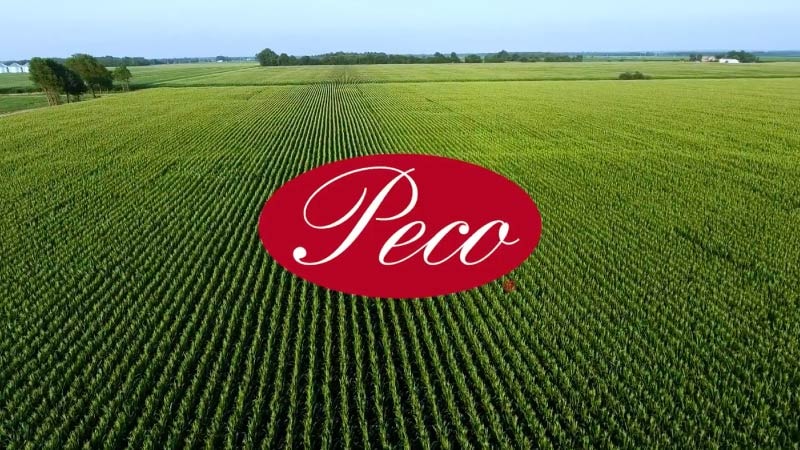 Peco logo over farmland