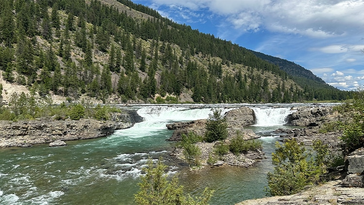 View of a mountainside and flowing river
