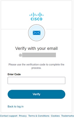 Verify with your email code screen