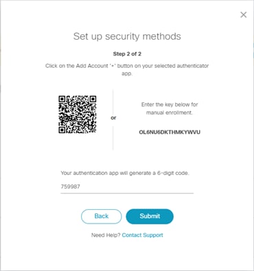 Add Authenticator QR code and manual key, screen 5