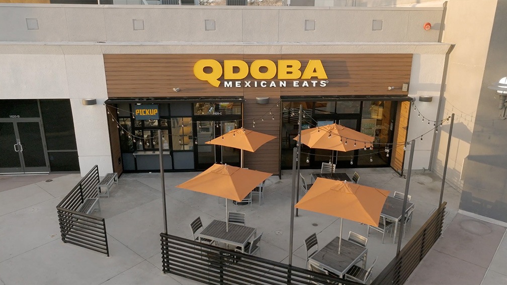 Areal view of Qdoba location