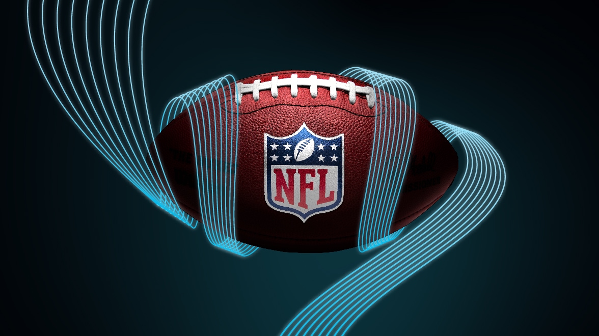 Official NFL football wrapped in Cisco Security graphic tines