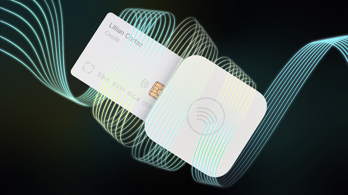 Kreditkartenlesegerät und Kreditkarte mit Cisco Branding