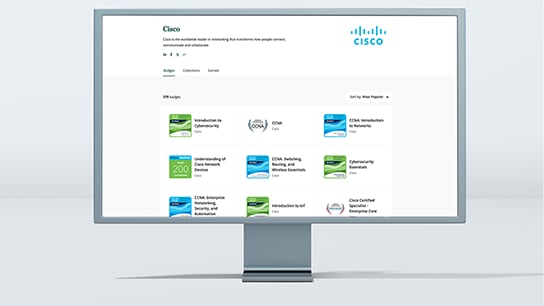 Cisco has included digital badges as an additional way for you to share and validate your achievements.