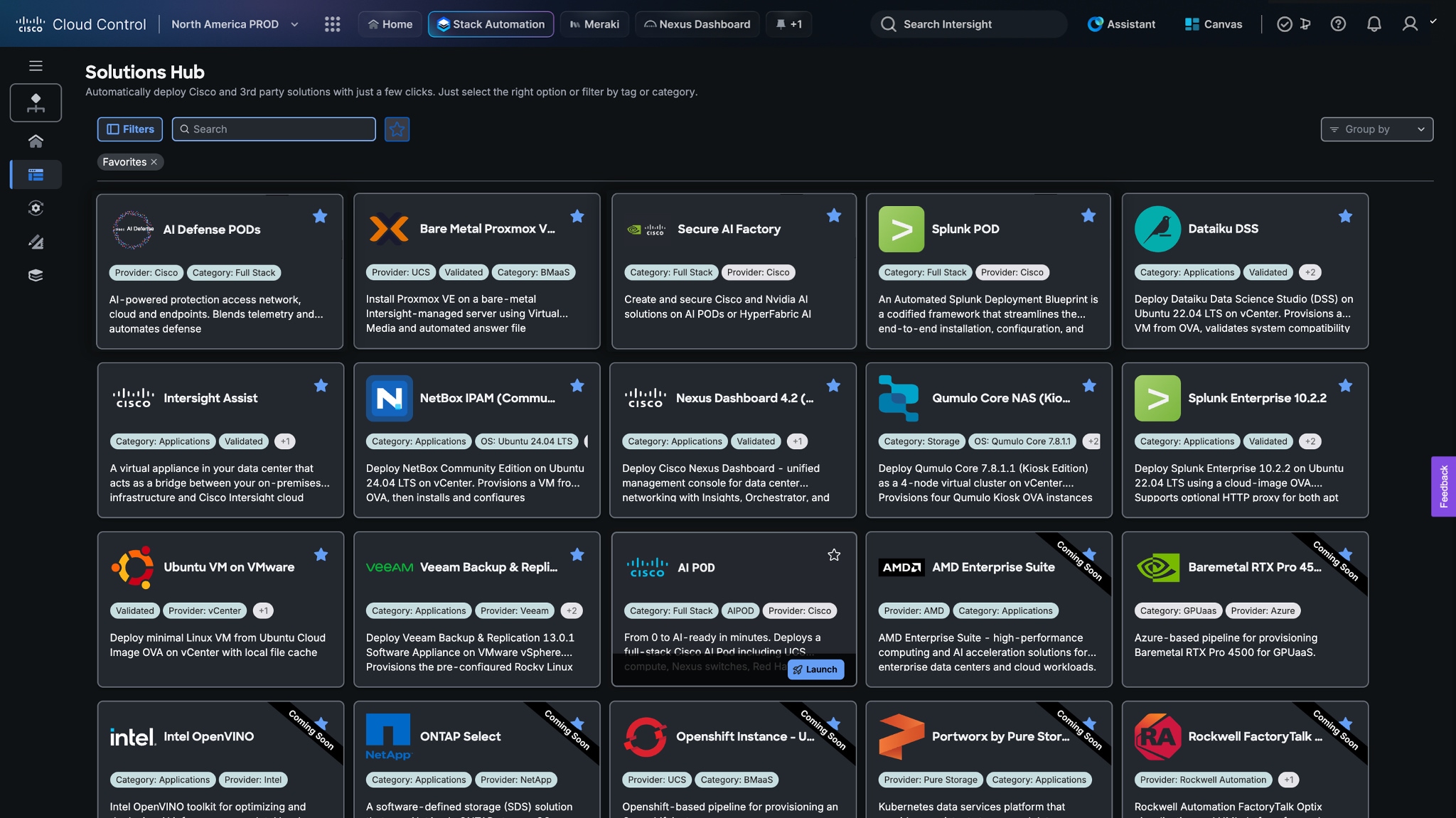 Stack Automation by Quali Solutions Hub showing validated deployment solutions