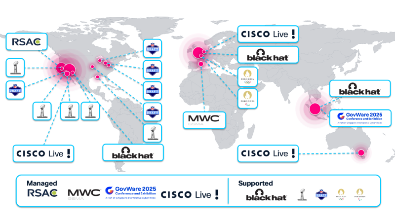 Map showing global impact of Cisco Event SOCs